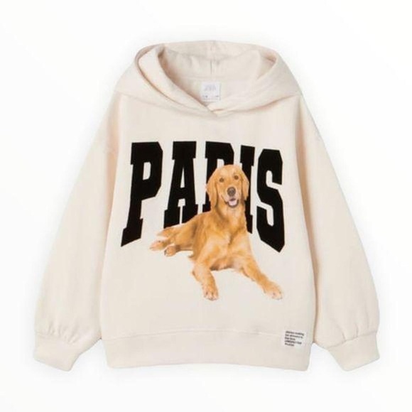 Zara kids Golden Retriever Paris Hoodie size 9 - Picture 1 of 13